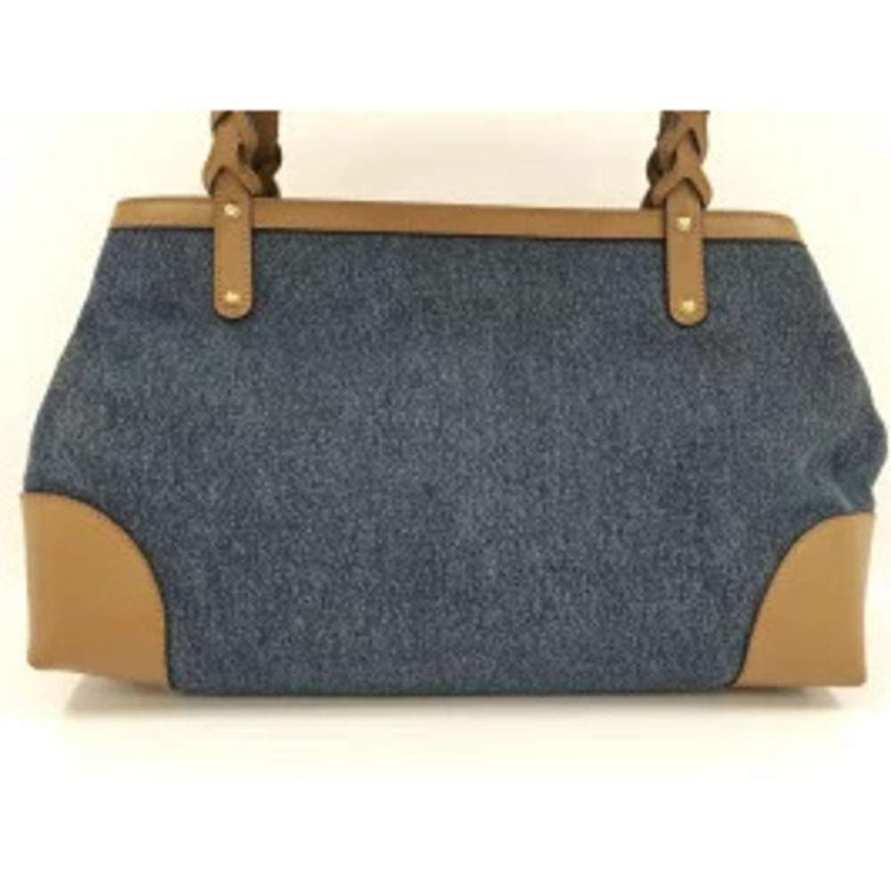 Gucci Bag Leather Logo Craft Blue Tote Denim Brown